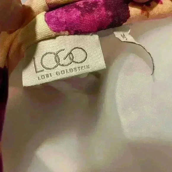 LOGO by Lori Goldstein floral open front cardigan pockets drop shoulders stretch - Picture 4 of 7